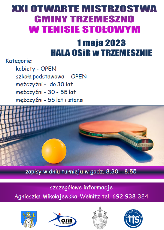 XXI Otwarte Mistrzostwa Gminy Trzemeszno      w tenisie stołowym @ HALA OSIR